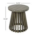 Round acacia wood side table, grey finish