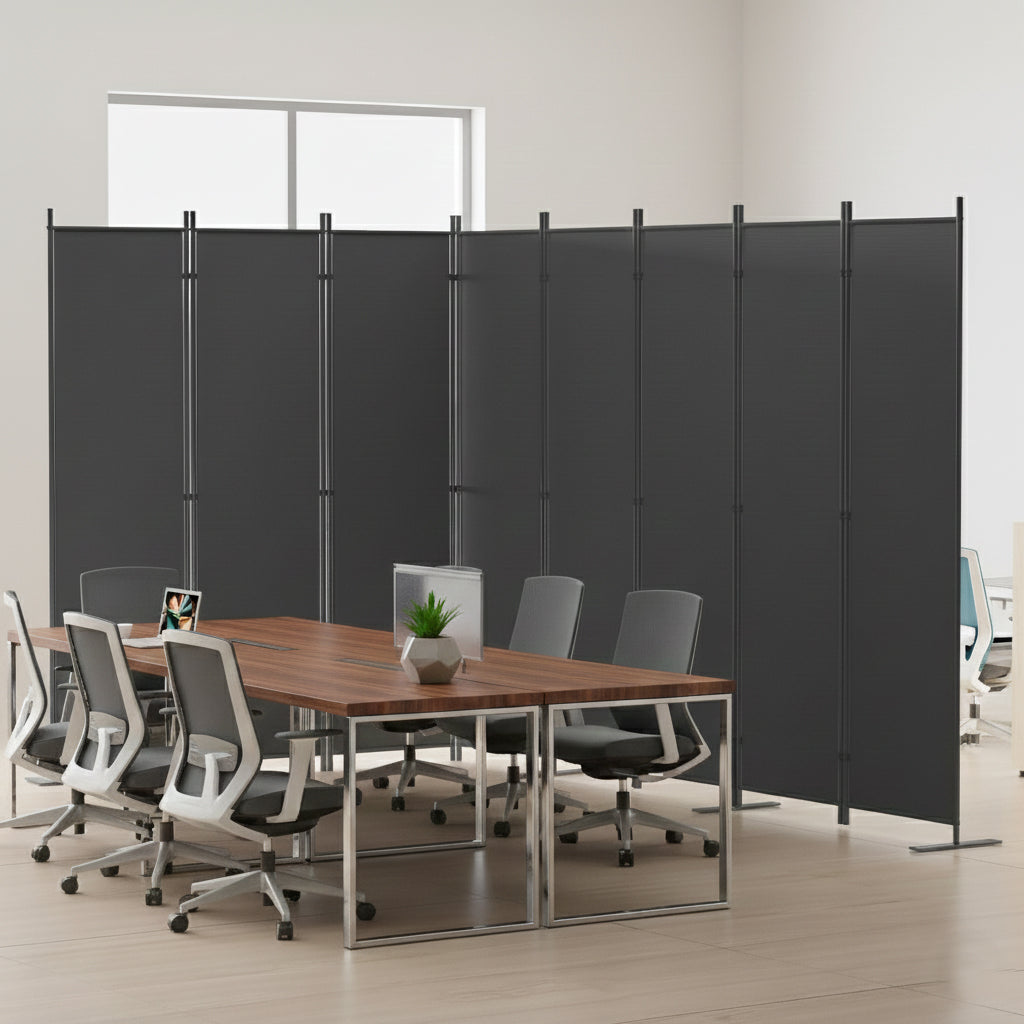 Outluma 8-Panel Folding Privacy Room Divider - Black Gray