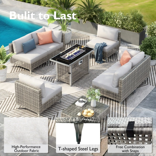 8-Piece Outdoor Conversation Set with 43-Inch Fire Pit Table - image 5