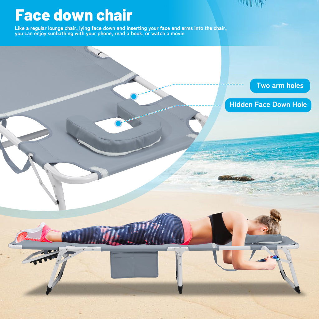 Folding lounge chair side pocket