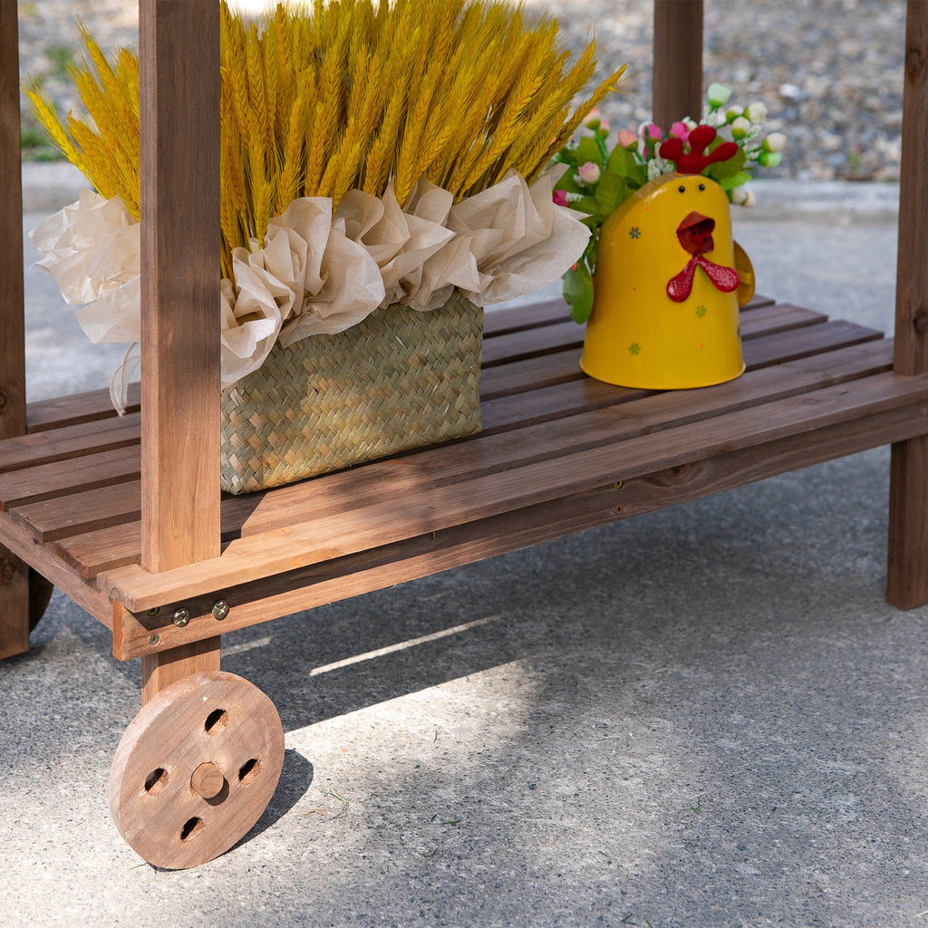Outsunny Potting Bench with Sink and Wheels detail