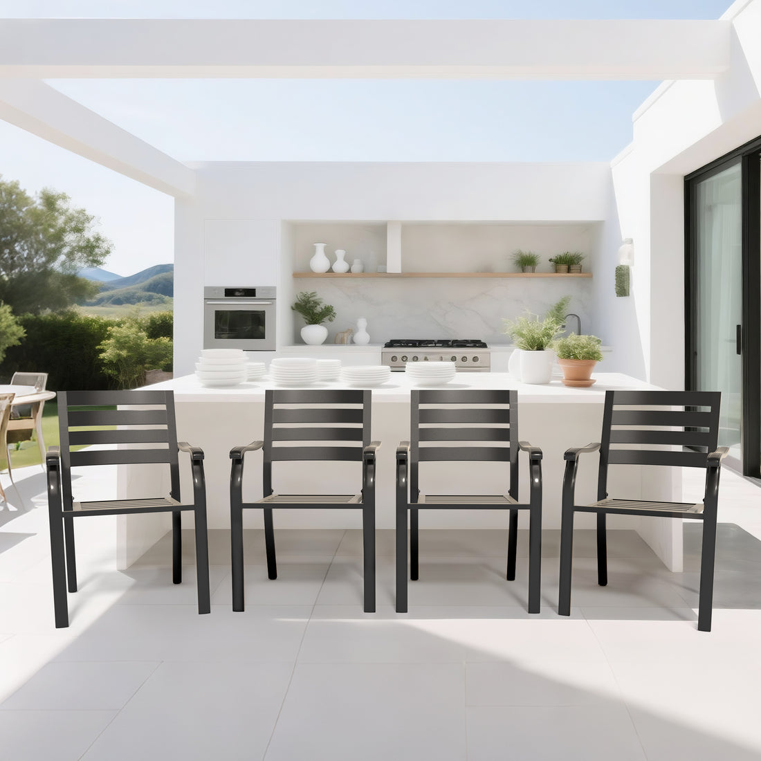 Outluma Black Metal Bistro Chairs - Set of 2