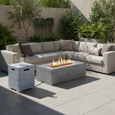 41.9-Inch Rectangular Propane Fire Pit Table with Tank Cover - Gray