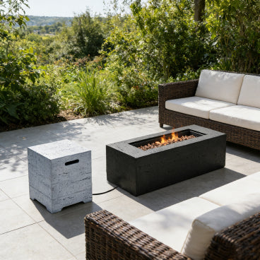 41.9-Inch Rectangular Propane Fire Pit Table with Tank Cover - Black / Gray
