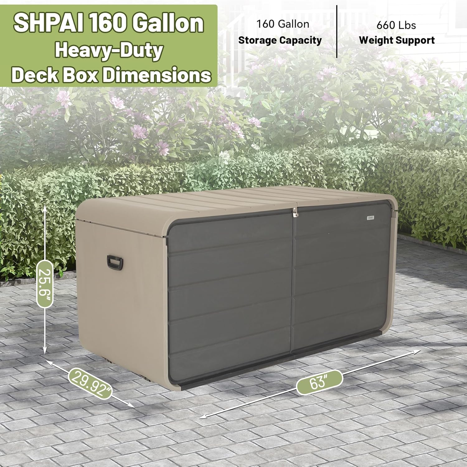 160 Gallon Resin Deck Box detail