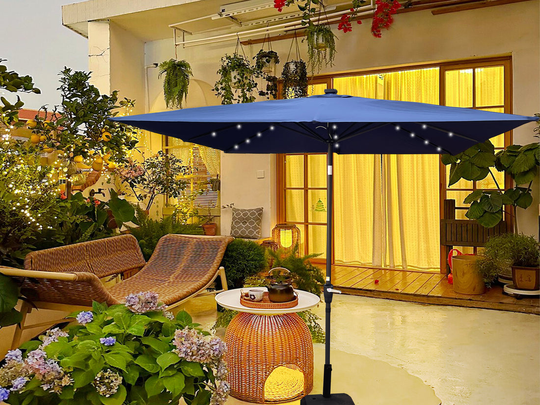 Outluma Square Solar LED Patio Umbrella with Cross Base