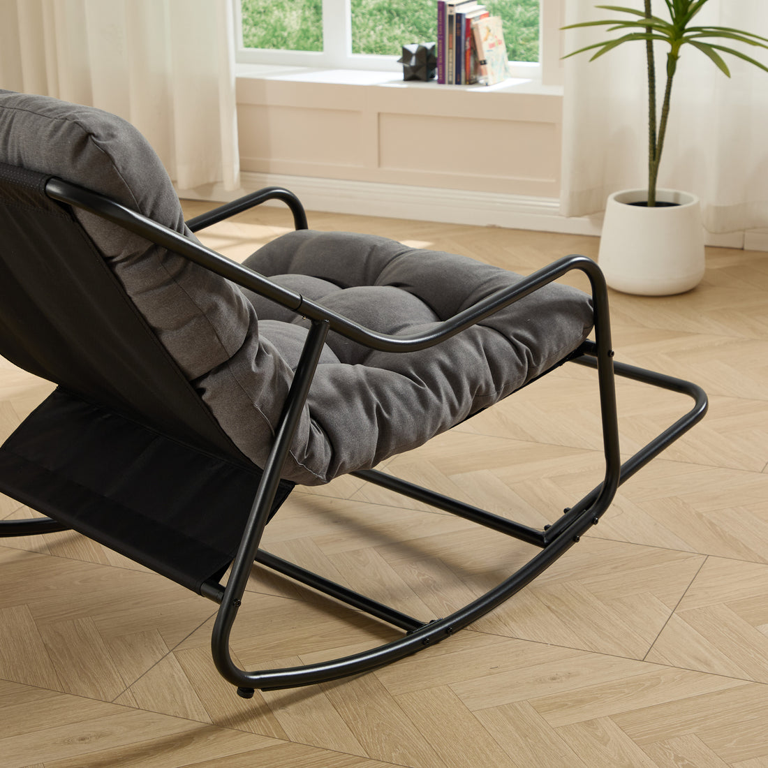 Outluma Cushioned Outdoor Rocking Chair - Black and Gray