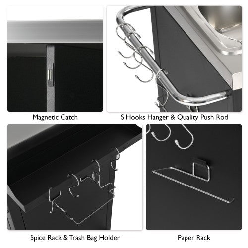 55.5-Inch Outdoor Kitchen Island with Stainless Steel Sink - image 8