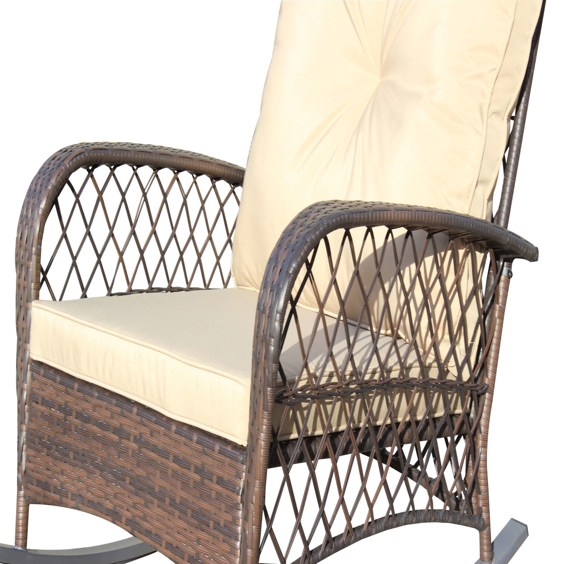 Outluma Deep Seat Wicker Outdoor Rocking Chair - Brown Cushion