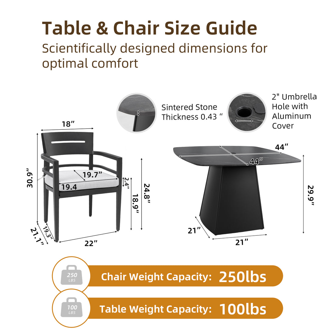 Outluma 5-Piece Sintered Stone Outdoor Dining Set