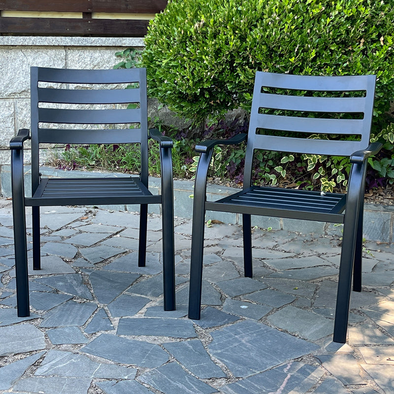 Outluma Black Metal Bistro Chairs - Set of 2