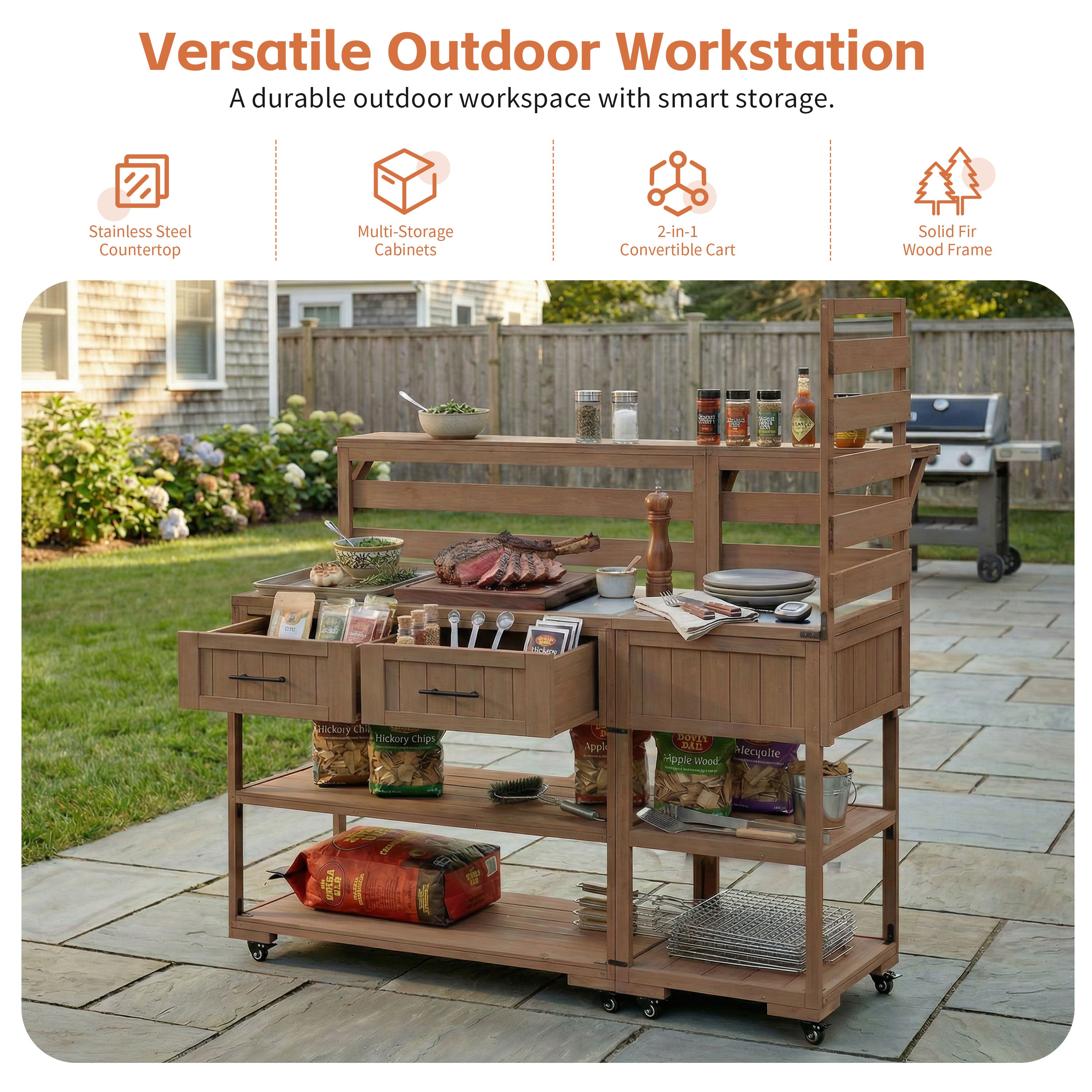 62.3 inch Outdoor Island - Brown detail
