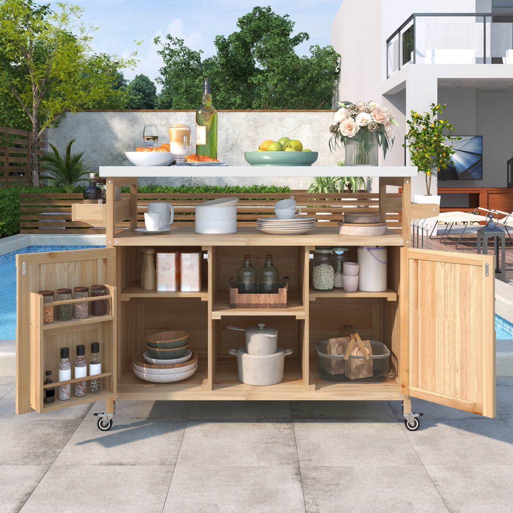 K&K Farmhouse Outdoor Kitchen Island - Natural