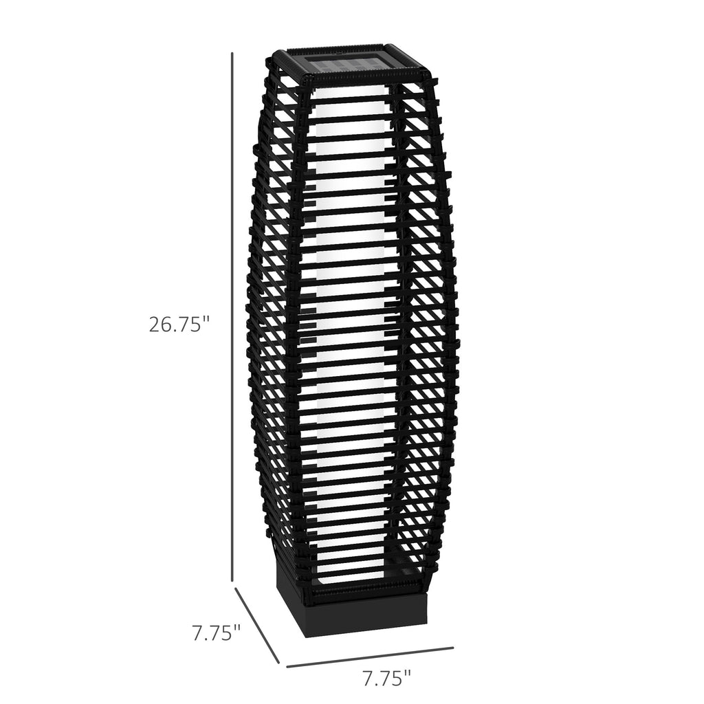 Solar Rattan Floor Lantern Black detail