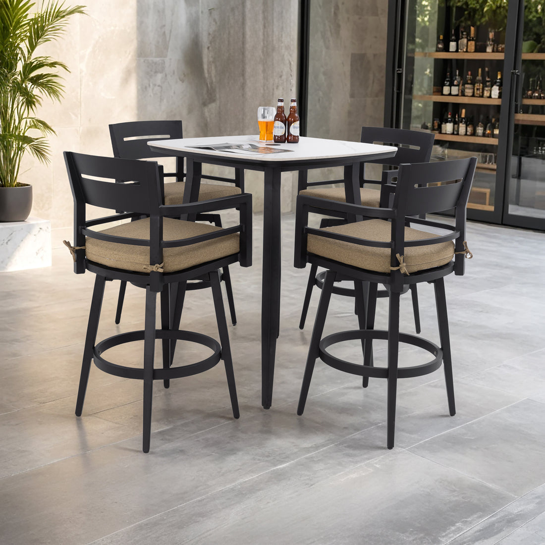 Outluma 5-Piece Sintered Stone Patio Bar Set