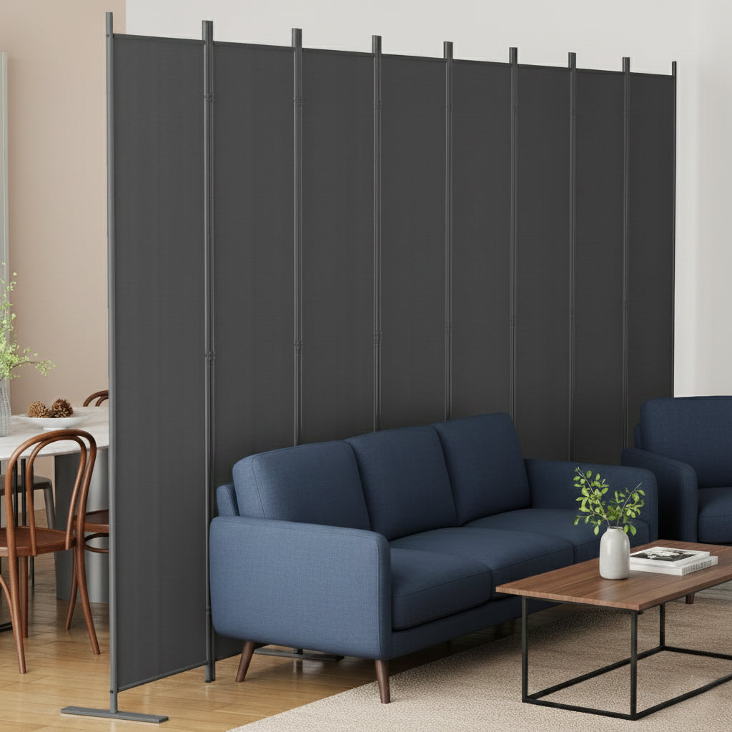 Outluma 8-Panel Folding Privacy Room Divider - Black Gray