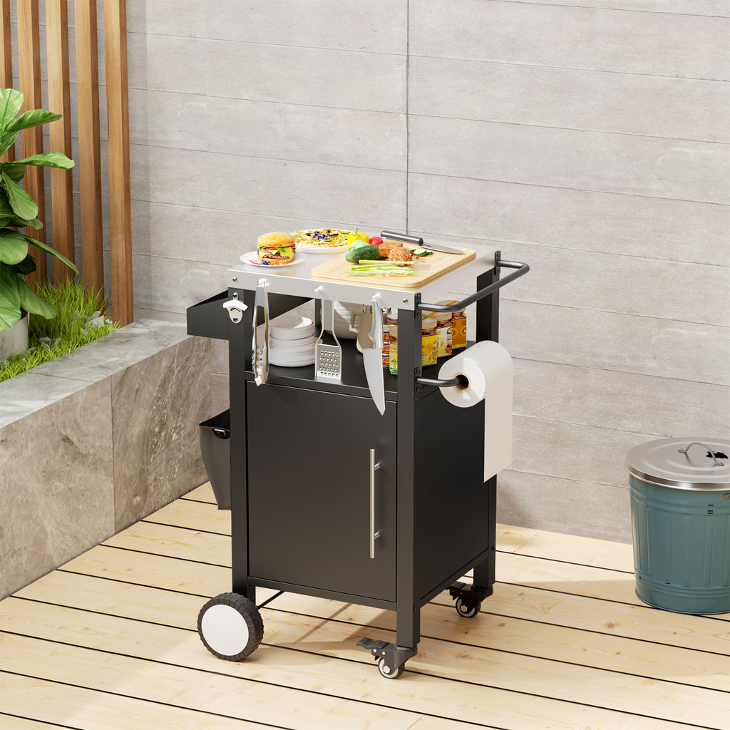 Grill cart lockable wheels