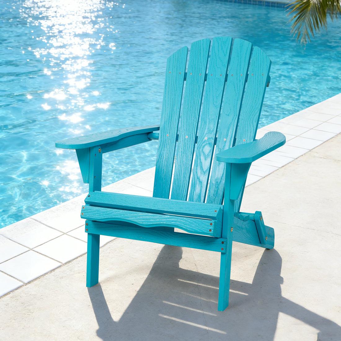 Outluma Folding Adirondack Chair - Turquoise Woodgrain