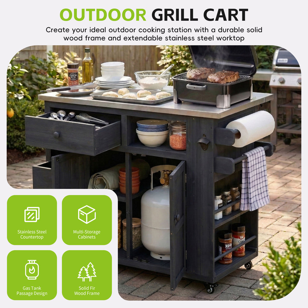 TOPMAX Extendable Outdoor Kitchen Island - Black detail