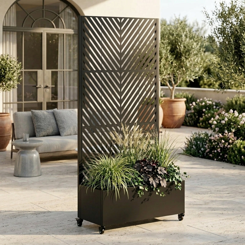 Outluma Metal Trellis Planter Box with Wheels - 73 in
