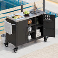 55.5-Inch Outdoor Kitchen Island with Stainless Steel Sink - Outluma