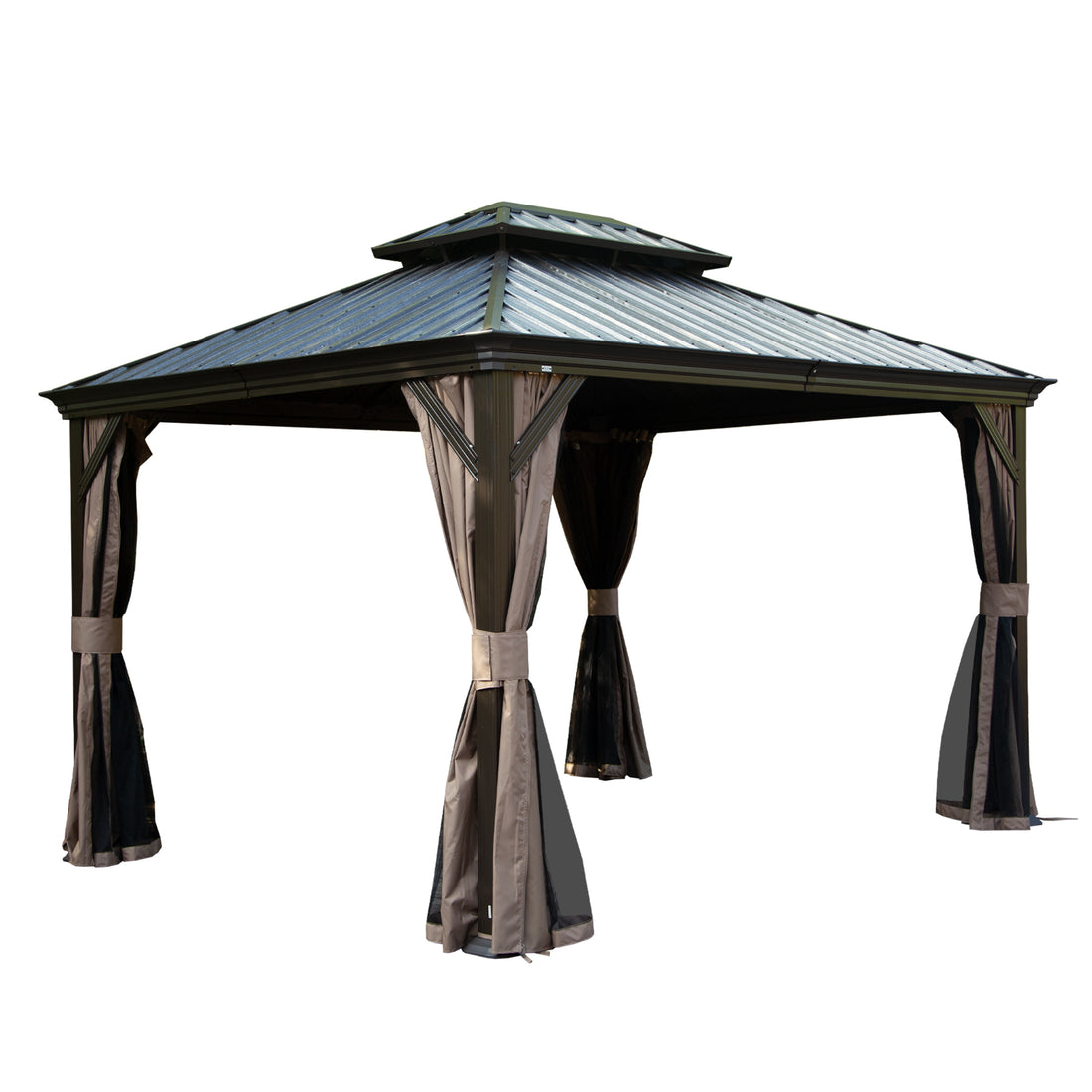 Outluma 12 x 14 Hardtop Gazebo with Curtains and Netting