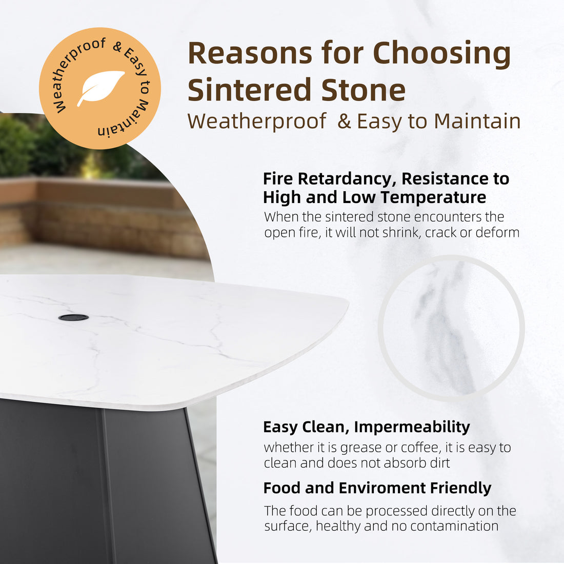 Outluma 5-Piece Sintered Stone Patio Dining Set