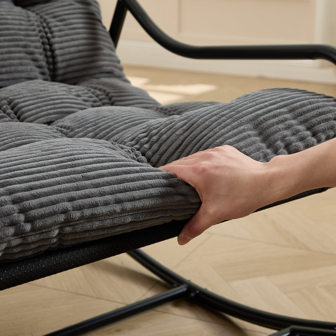 Outluma Slim Frame Outdoor Rocking Chair - Black and Gray