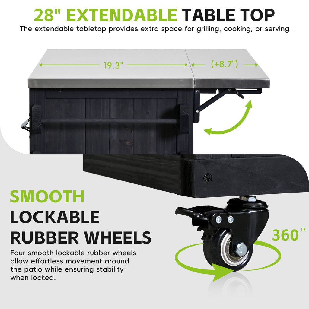 TOPMAX Extendable Outdoor Kitchen Island - Black detail
