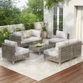 8-Piece Outdoor Conversation Set with 43-Inch Fire Pit Table - Outluma