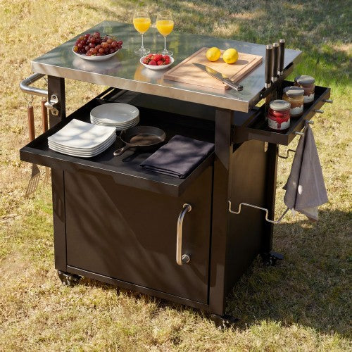 39.5-Inch Outdoor Grill Prep Cart with Weather Cover - Outluma
