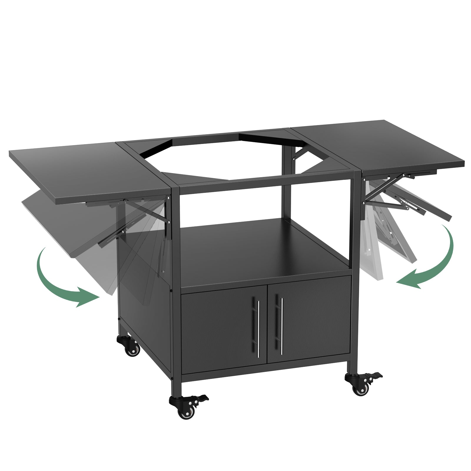 Grill cart folding side panels
