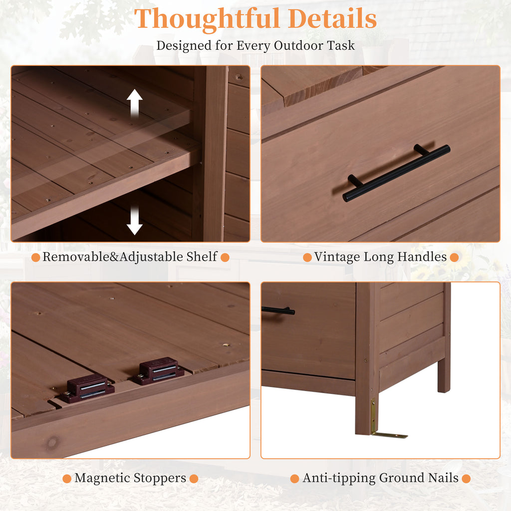 Farmhouse Potting Bench 6-Drawer - Brown detail