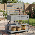 41.7 inch Rolling Kitchen Island with Sink - Gray
