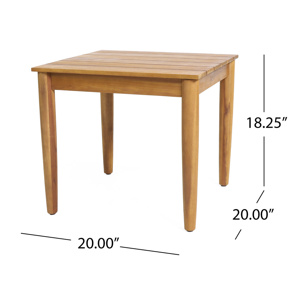 Acacia side table angle view