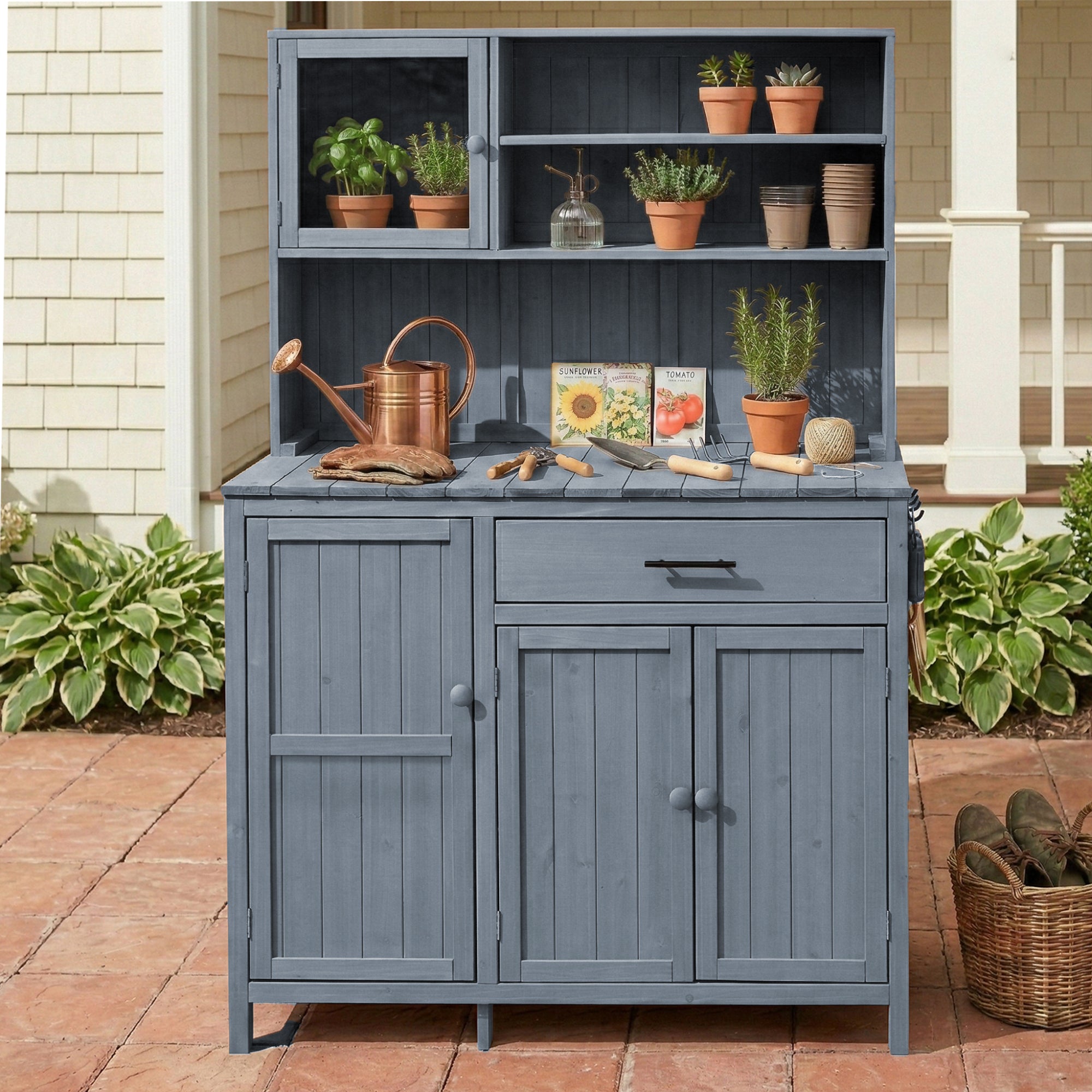 Potting Bench with Hutch detail