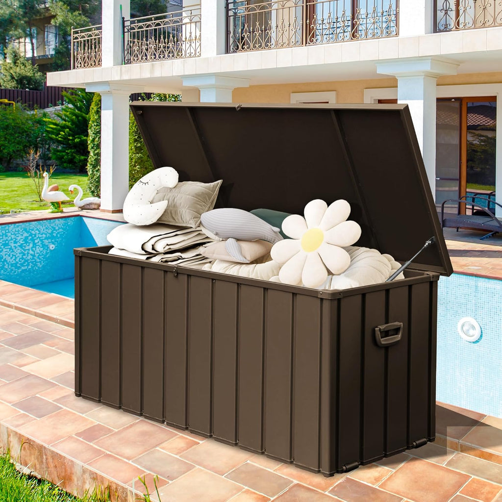 190 Gallon Steel Deck Box Dark Brown detail