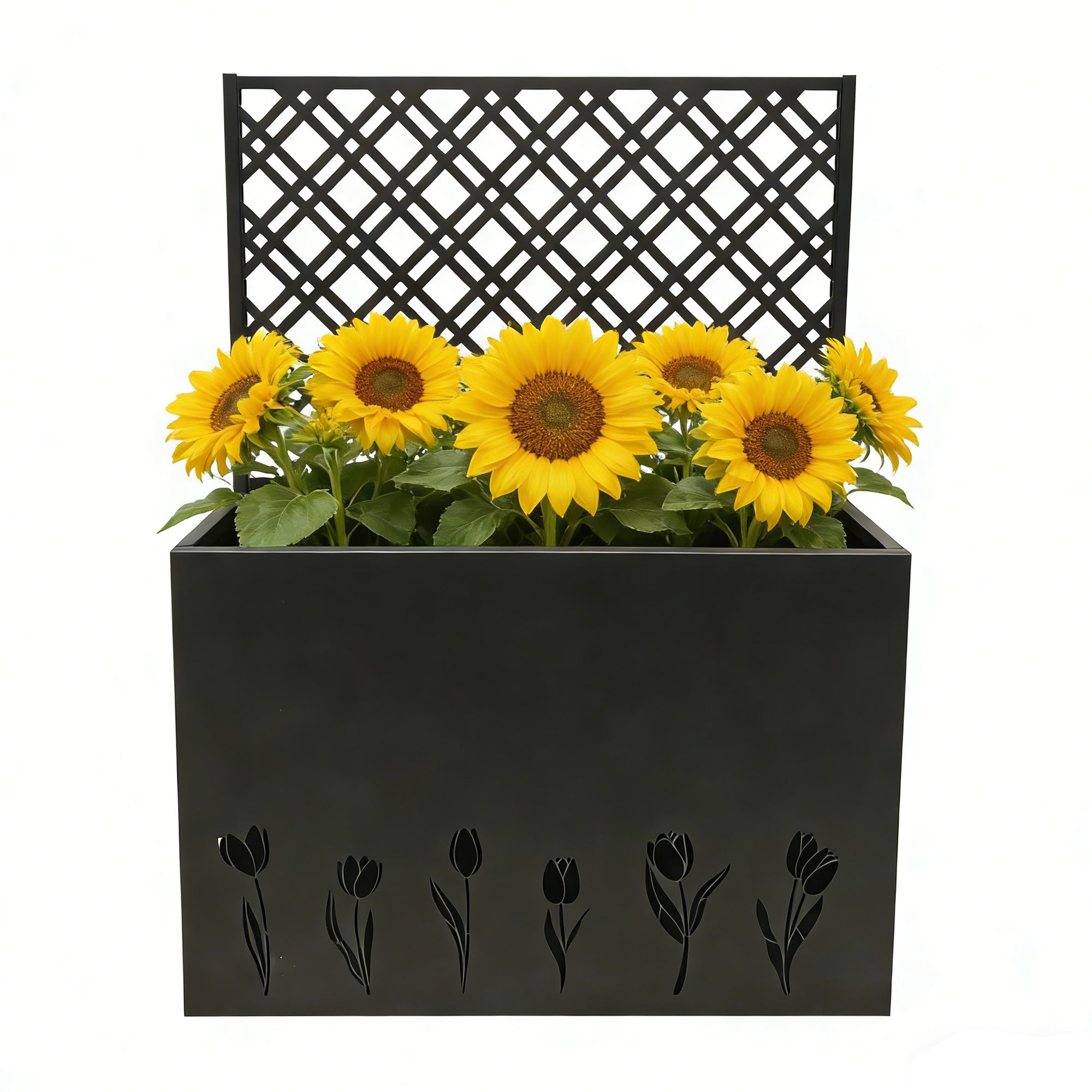 Tall Trellis Planter 47 inch - Black Iron