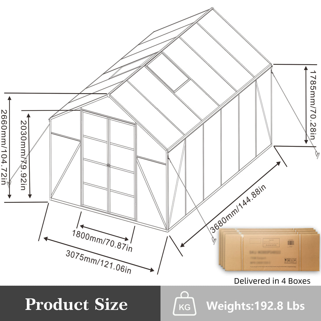 Outluma 10 x 12 Aluminum Greenhouse with Raised Base