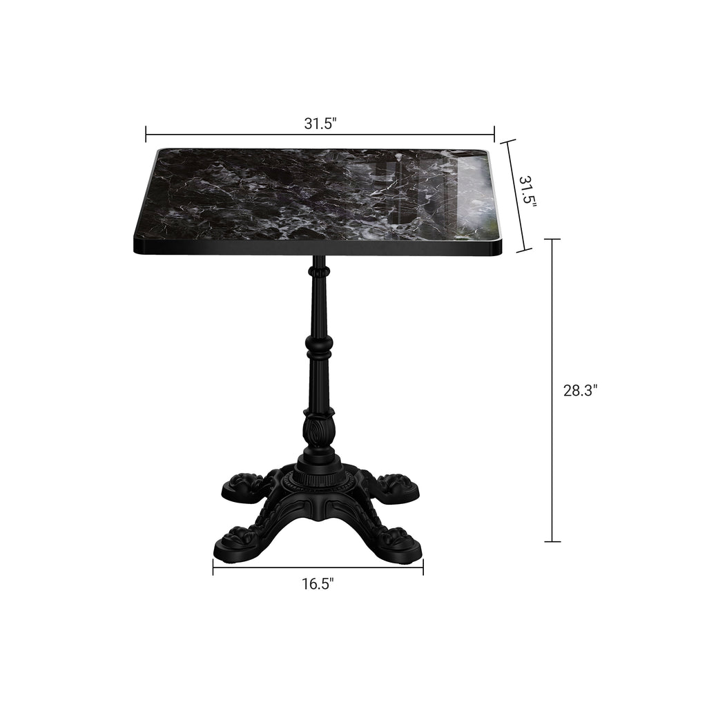 Sintered Stone Outdoor Bistro Table with Cast-Iron Base