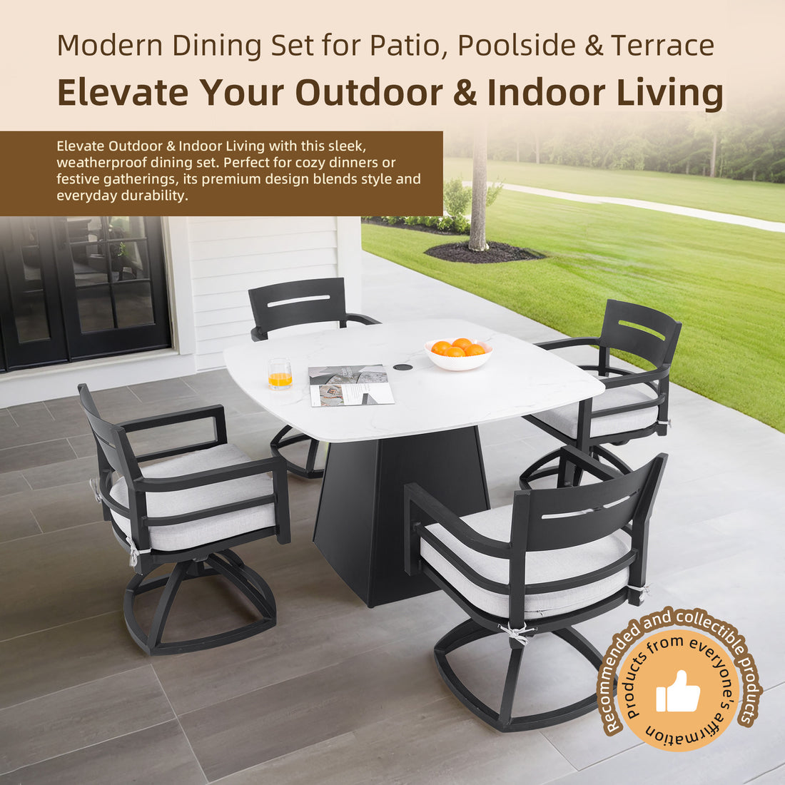 Outluma 5-Piece Sintered Stone Patio Dining Set