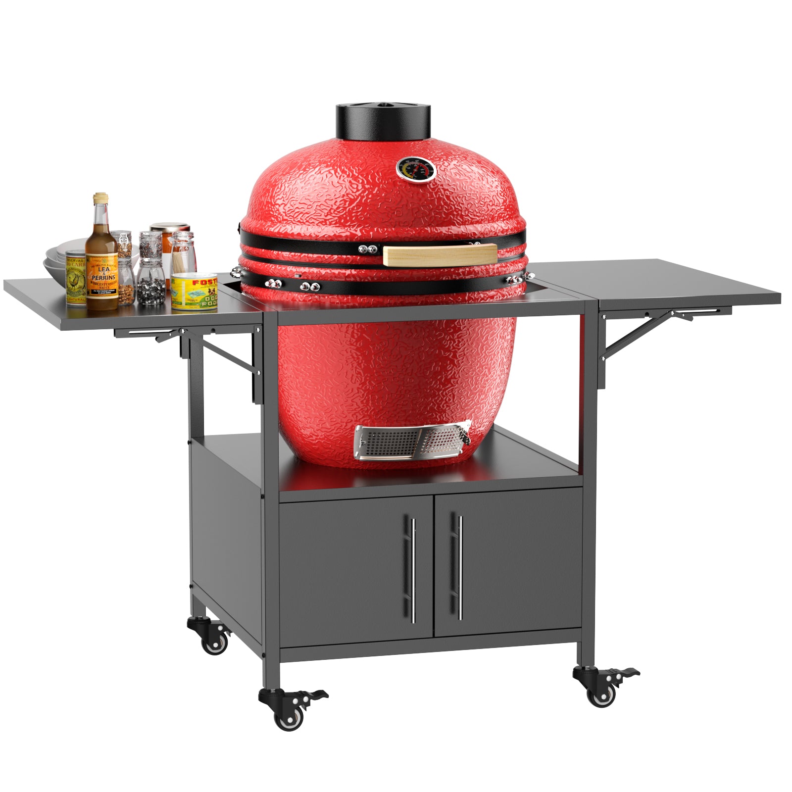 Grill cart caster wheels