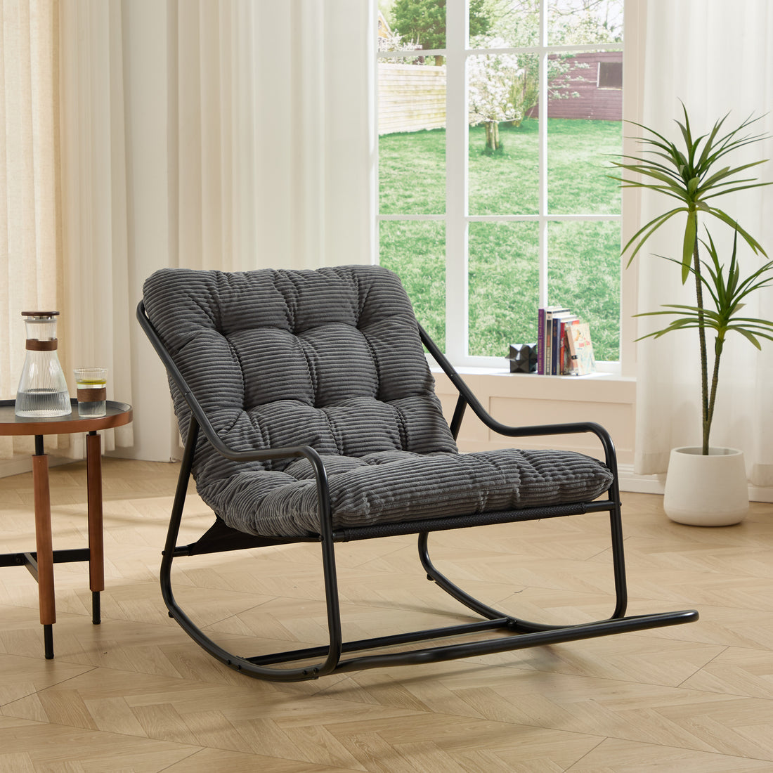 Outluma Slim Frame Outdoor Rocking Chair - Black and Gray