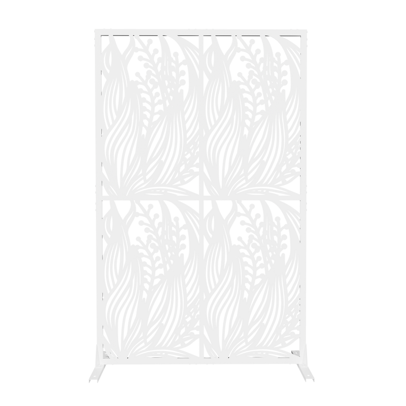 Outluma 6 ft Metal Privacy Screen - White Leaf