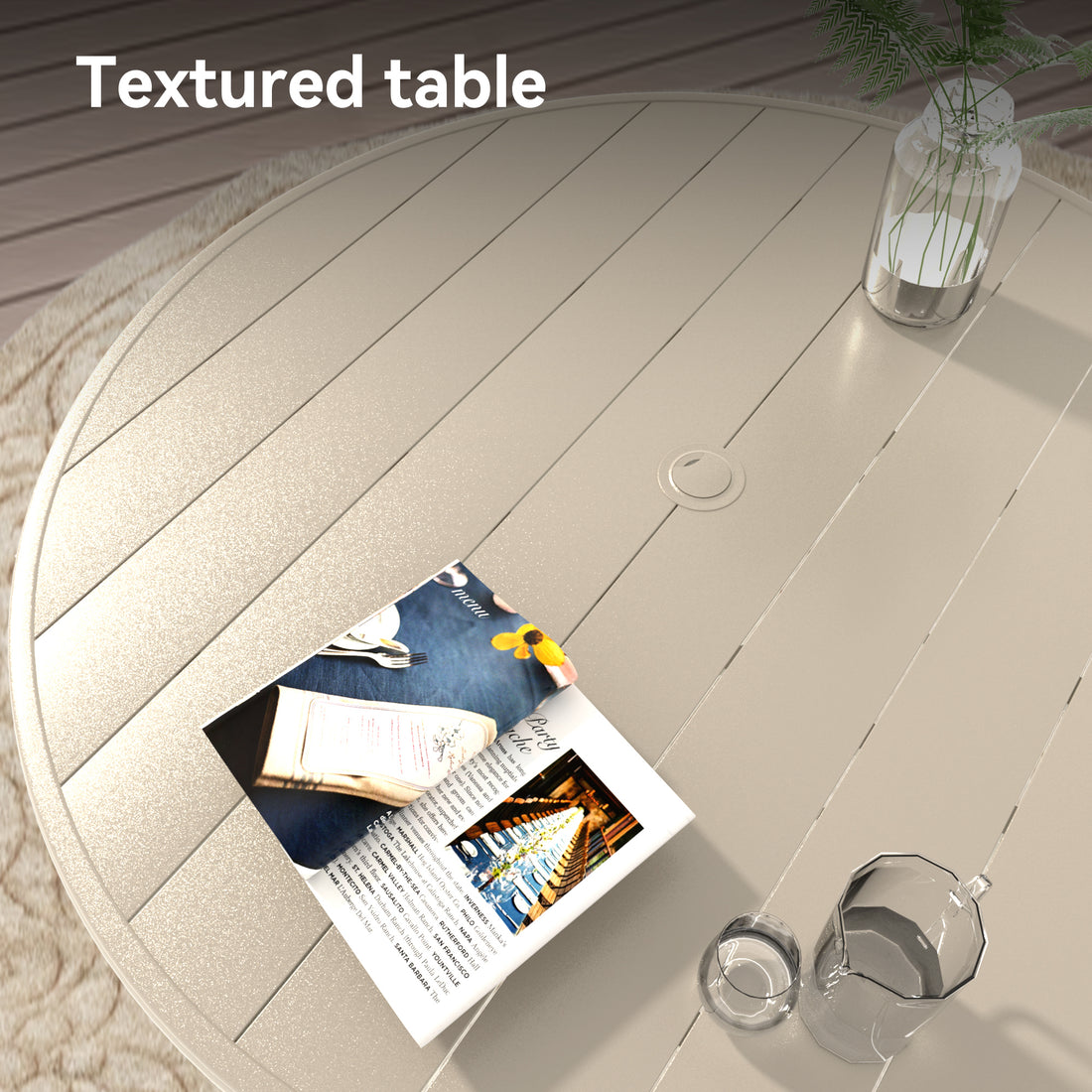 Outluma Round Metal Patio Dining Table - Sandstone