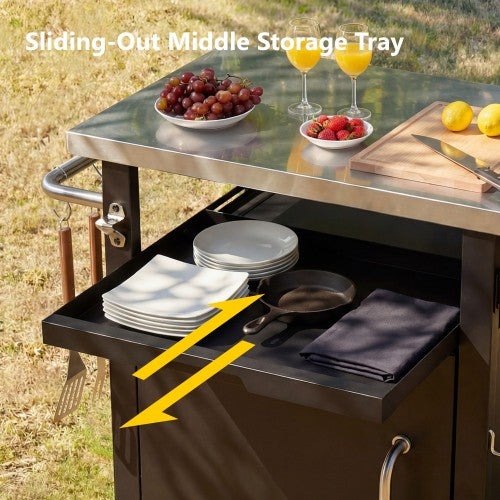 39.5-Inch Outdoor Grill Prep Cart with Weather Cover - image 5