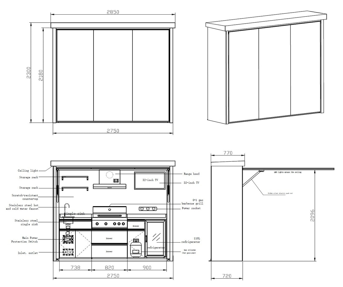 Outluma Smart BBQ Pod A-Plus 鈥?Outdoor Kitchen with TV and Hydraulic Roof