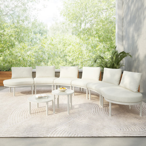 8-Piece Half-Moon Outdoor Sectional Set - Beige