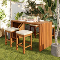 5-Piece Acacia Outdoor Bar Height Dining Set - Default Title