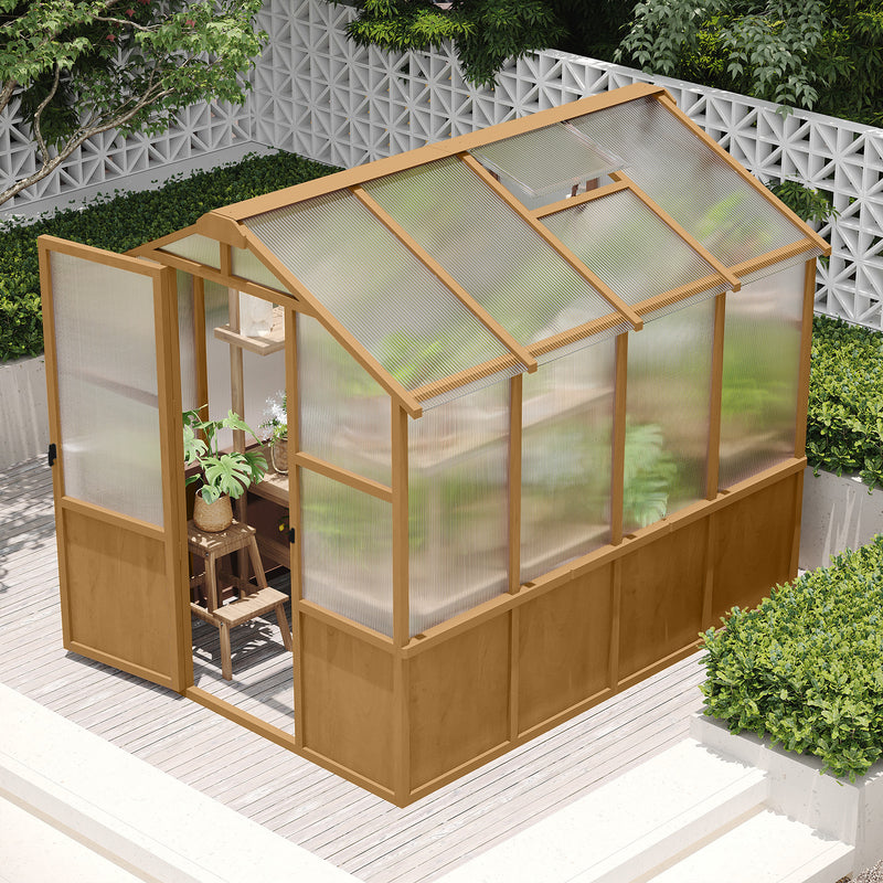 Outluma 6 x 8 Wood Greenhouse with Polycarbonate Panels